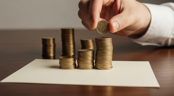 Primer plano de una mano colocando una moneda de euro sobre la más alta de varias pilas desiguales de monedas apoyadas en una tarjeta en blanco, representando cómo subir el ingreso medio por cuenta ampliando el valor de los clientes existentes