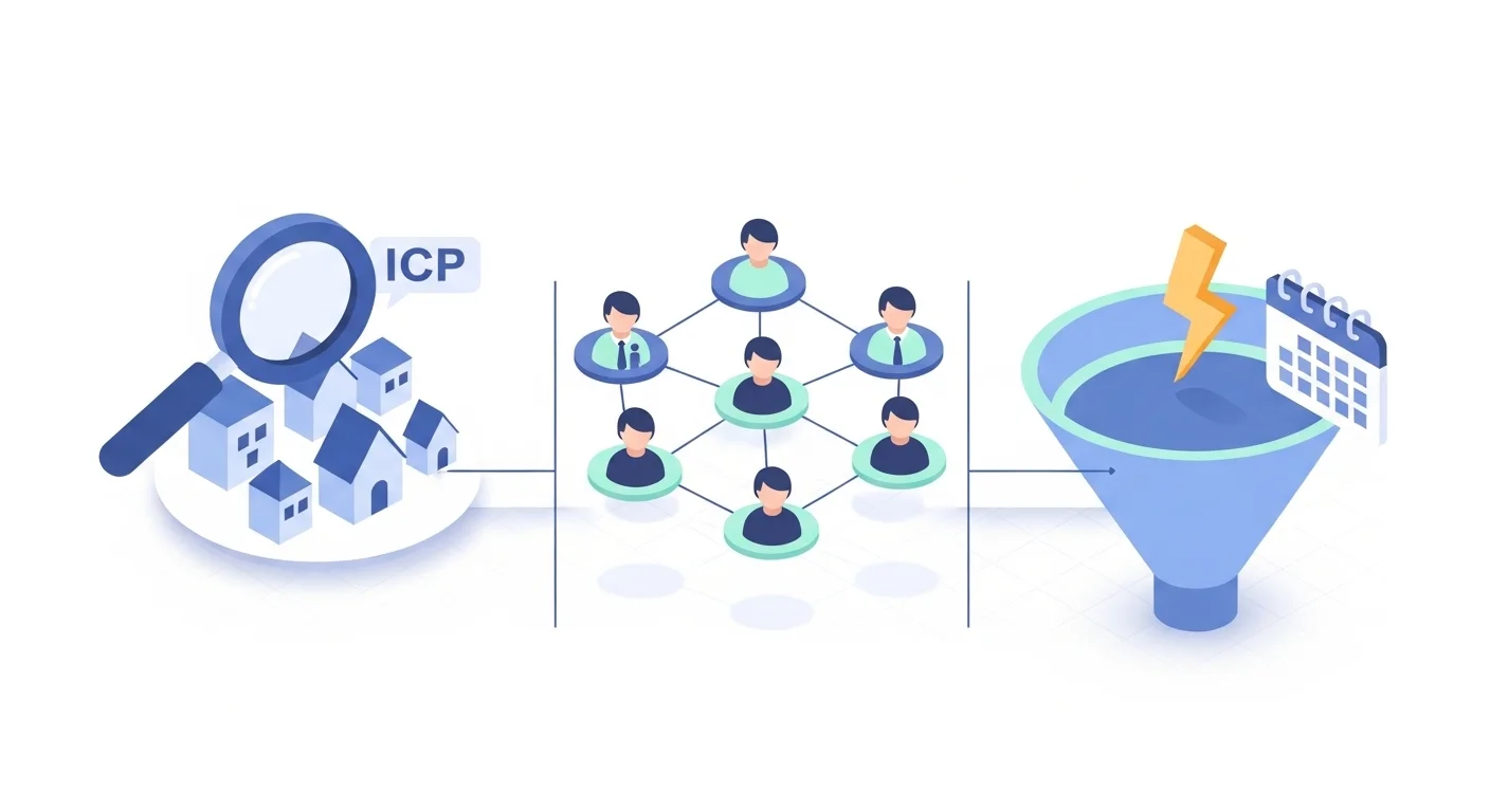 Ilustración de señales de intención de compra SaaS: ICP, buyer personas y timing de prospección B2B